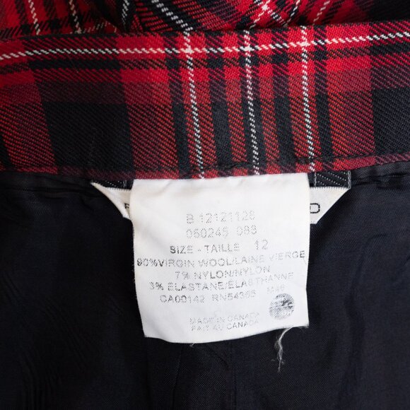 Peter Nygard Wide Leg Plaid Pants Red Black Wool Blend Tartan Canada Size 12 - Picture 13 of 13